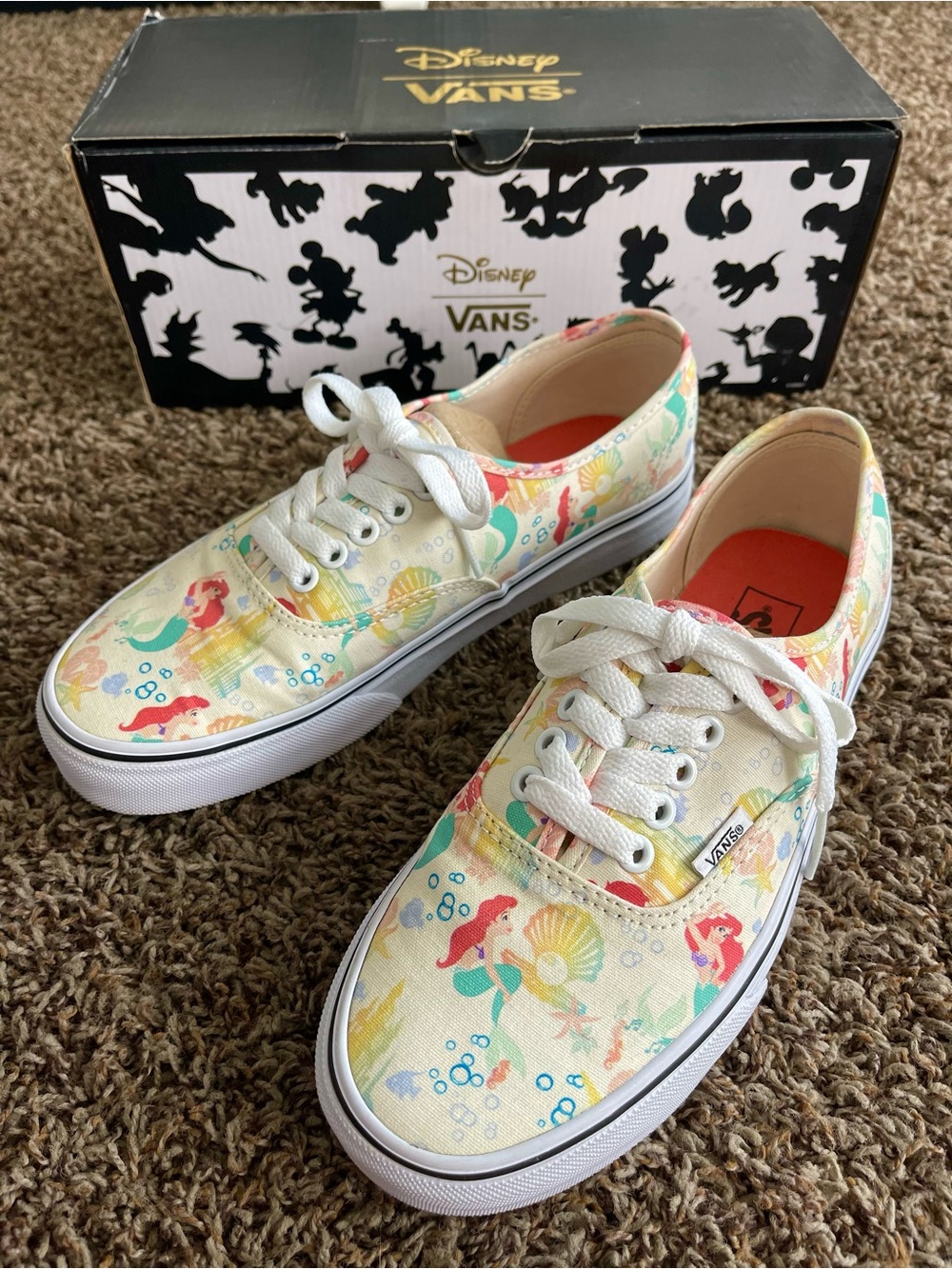 Vans Disney Princess Ariel The Little Mermaid Pastel Shell Authentic Shoes 7 8.5
